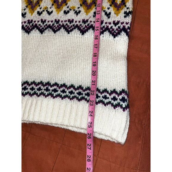 Talbots Cream Fair Isle Knit Grandma Sweater Women's Size XS - Picture 7 of 9